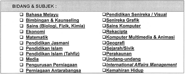 Bidang Guru MARA (Pegawai Perkhidmatan Pendidikan DG41)