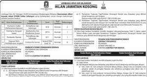 Lembaga Urus Air Selangor (LUAS) ~ Pembantu Tadbir/Pembantu Operasi & Pelbagai