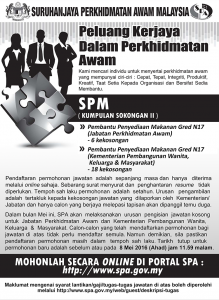 Iklan Pembantu Penyediaan Makanan Gred N17