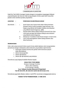 Kerja Kolej Poly-Tech Mara (KPTM)
