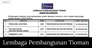 Jawatan Kosong Terkini Lembaga Pembangunan Tioman