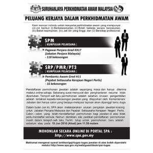 Iklan Jawatan Kosong Suruhanjaya Perkhidmatan Awam Malaysia (SPA)