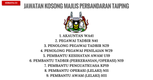 Jawatan Kosong Majlis Perbandaran Taiping (MPT) (1)