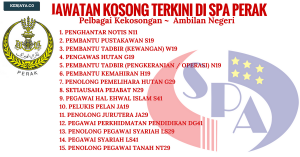 Jawatan Kosong Suruhanjaya Perkhidmatan Awam (SPA Perak)