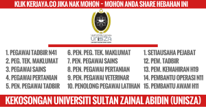 Jawatan Kosong UNISZA