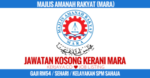 Jawatan Kosong Terkini Kerani MARA