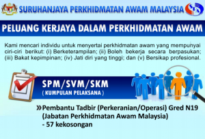 Permohonan Kerja Pembantu Tadbir N19 Jabatan Perkhidmatan Awam Malaysia (JPA)