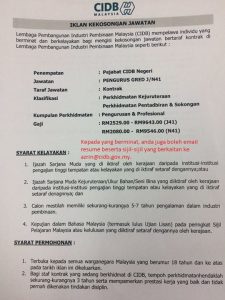 Iklan Jawatan Kosong CIDB