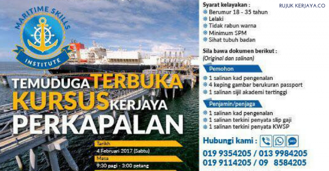 Temuduga Terbuka Kursus Kerjaya Perkapalan Maritime Skills Institute