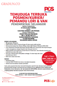 Iklan Jawatan Kosong POSMEN & Kurier