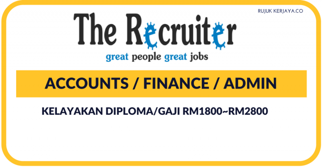 Accounts / Finance / Admin di Agensi Pekerjaan The Recruiter