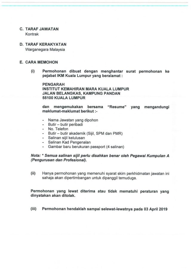 Iklan Jawatan MARA