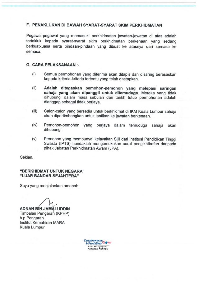 Iklan Jawatan MARA