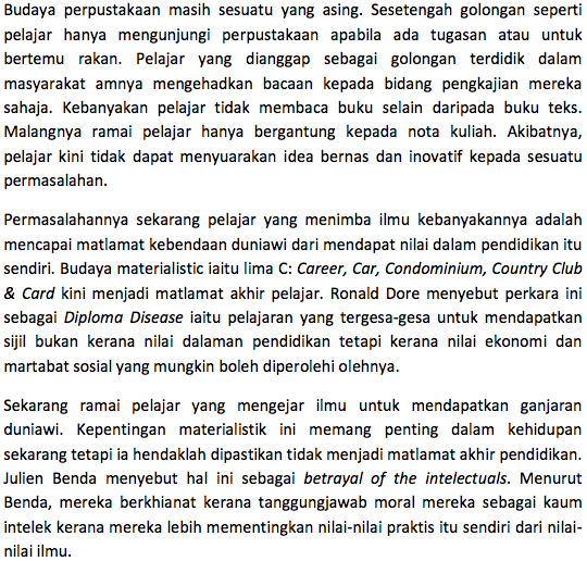 Contoh Soalan Seksyen C Pemahaman Bahasa Melayu dan Inggeris