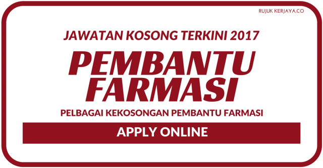 Pembantu Farmasi Seluruh Negara ~ Minima SPM /Gaji Rm1500+/Terbuka