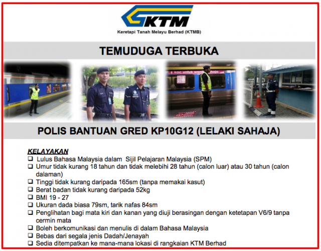 Temuduga Terbuka Polis Bantuan Gred KP10G12