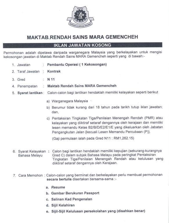 Pembantu Operasi Maktab Rendah Sains Mara