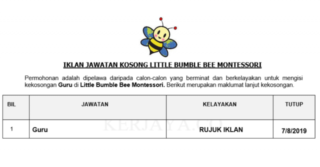 Little Bumble Bee Montessori ~ Guru Tadika