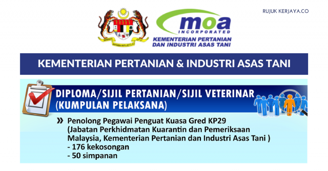 Permohonan Jawatan di Kementerian Pertanian & Industri Asas Tani di Buka/Seluruh Negara