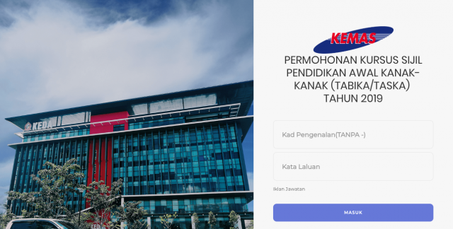 Permohonan Guru Tabika KEMAS 2019 Secara Online di Buka