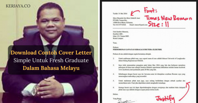 Contoh Cover Letter Simple Untuk Fresh Graduate Dalam Bahasa Melayu