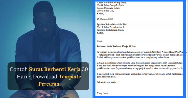 Contoh Surat Berhenti Kerja 30 Hari ~ Download Template Percuma