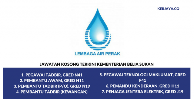 Permohonan Jawatan Kosong Lembaga Air Perak di Buka