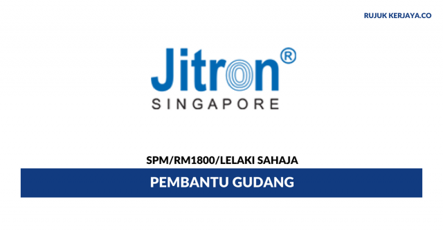 Pembantu Gudang Jitron Healthcare ~ Gaji RM1800 / Lelaki Sahaja