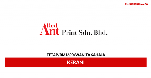 Kerani Red Ant Print ~ Gaji RM1600 / Wanita Sahaja