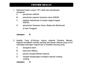 Contoh Soalan Pengetahuan AM Penolong Pegawai Tadbir N29
