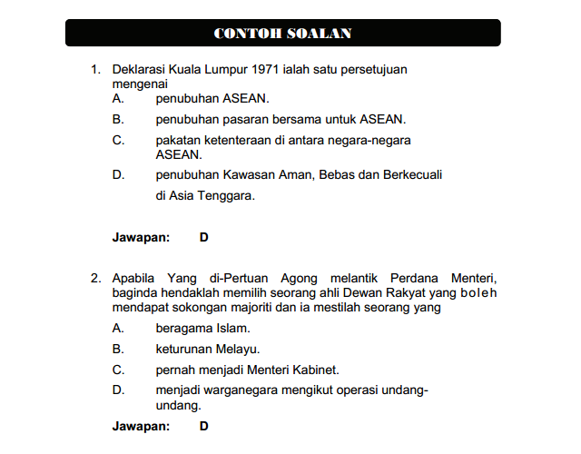 Contoh Soalan Pengetahuan AM Penolong Pegawai Tadbir N29