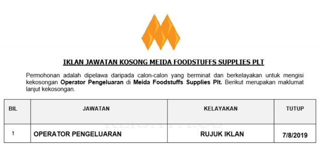 Meida Foodstuffs Supplies ~ Operator Pengeluaran
