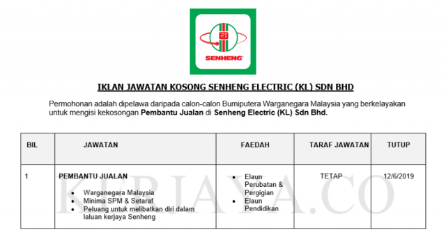 Pembantu Jualan Senheng Electric