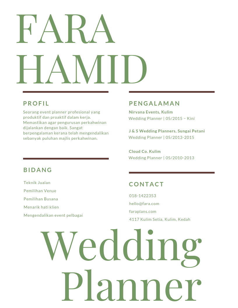 Contoh Template Resume Moden 2