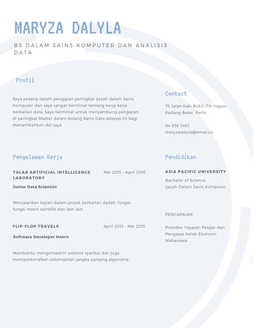 Contoh Template Resume Simple 2