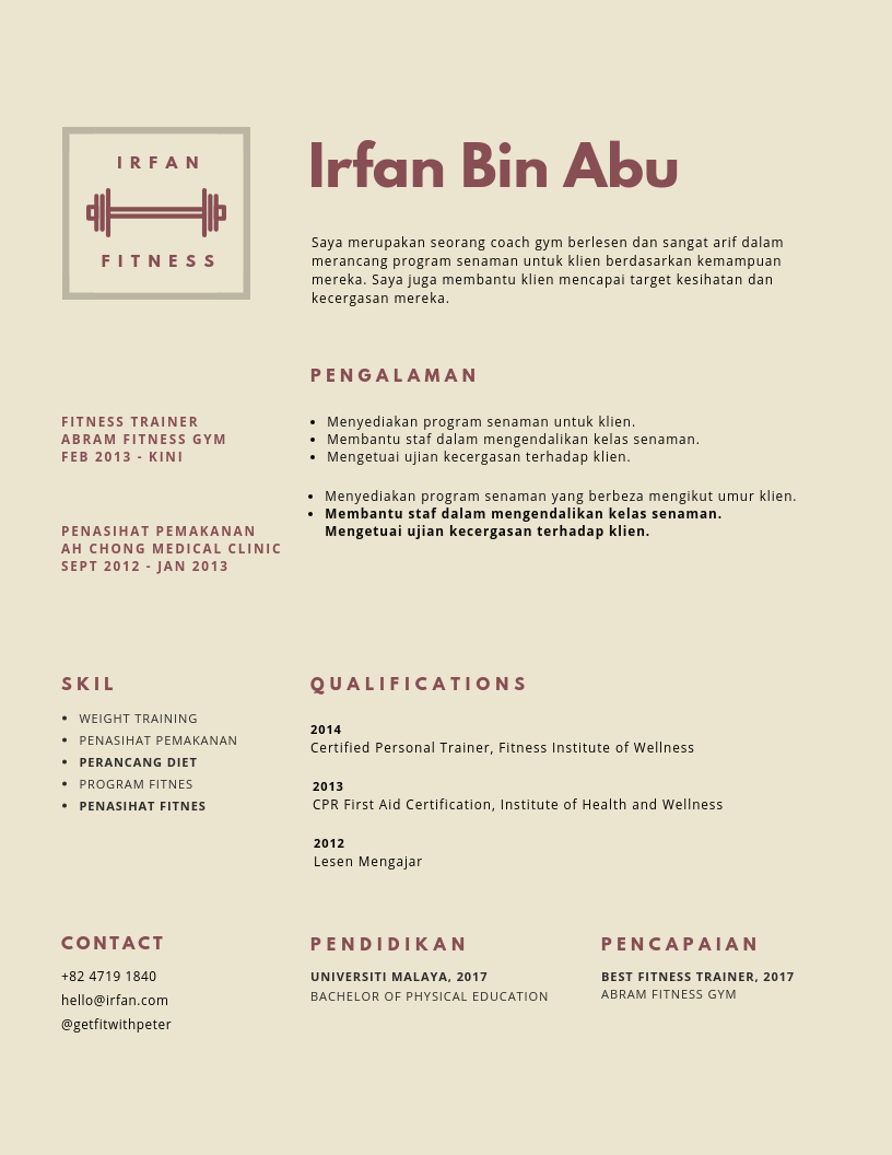 Contoh Template Resume Simple 3
