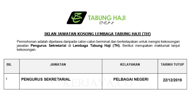 Lembaga Tabung Haji (TH) ~ Pengurus Secretary