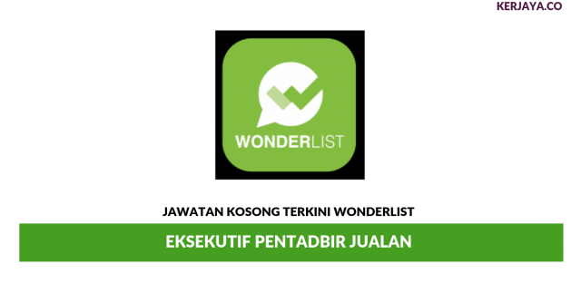 Wonderlist ~ Eksekutif Pentadbir Jualan
