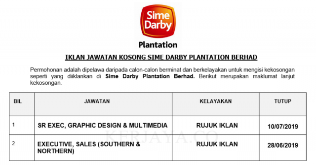 Sime Darby Plantation Berhad ~ Eksekutif