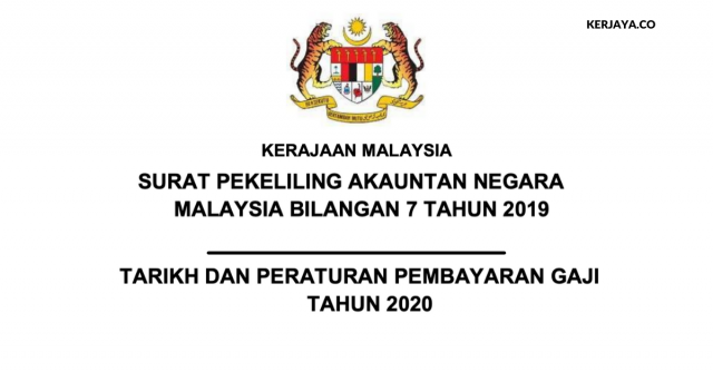 Tarikh Pembayaran Gaji Bagi Penjawat Awam Kerajaan 2020