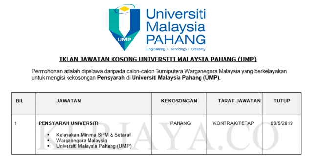 Universiti Malaysia Pahang (UMP) ~ Pensyarah