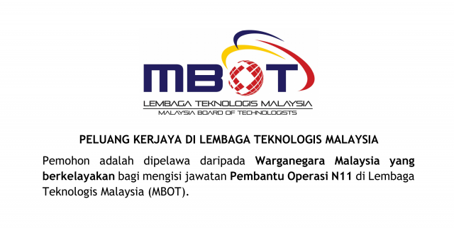 Iklan Permohonan Jawatan Kosong Lembaga Teknologis Malaysia (MBOT)