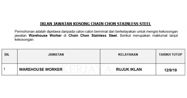 Chain Chon Stainless Steel ~ General Worker