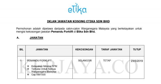 Etika ~ Pemandu Forklift
