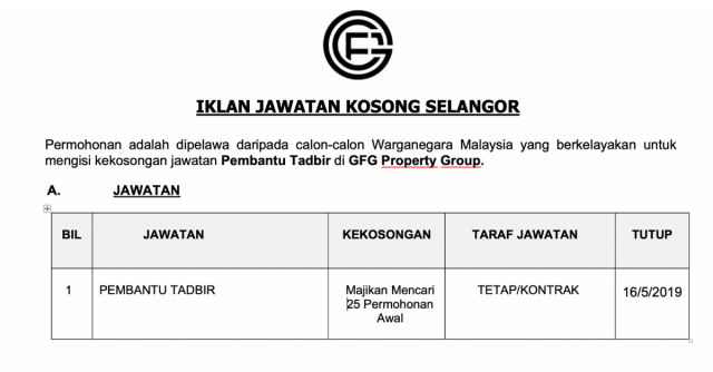 GFG Property Group ~ Pembantu Tadbir
