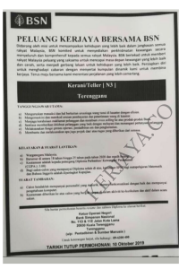 Iklan Jawatan Kerani BSN