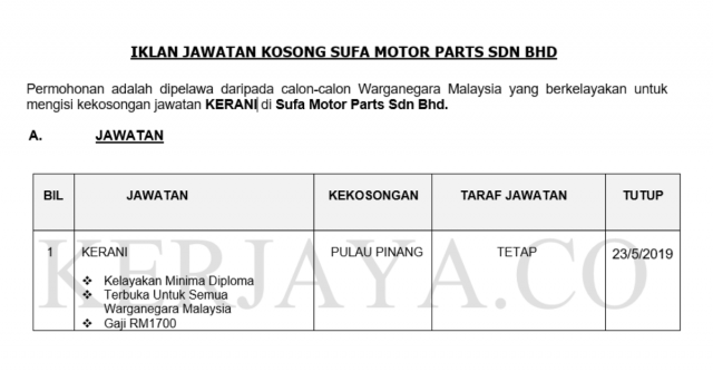 Sufa Motor Parts ~ Kerani