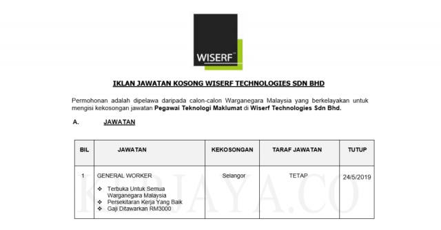 WISERF Technologies ~ General Worker