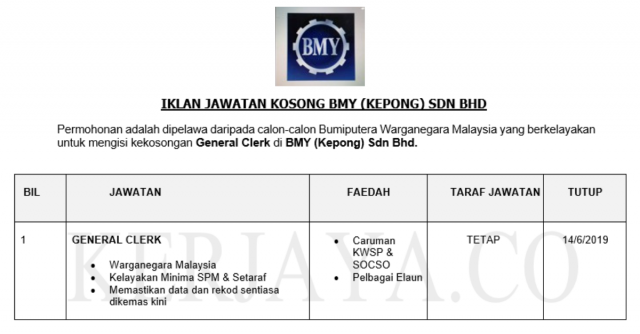 BMY ~ General Clerk