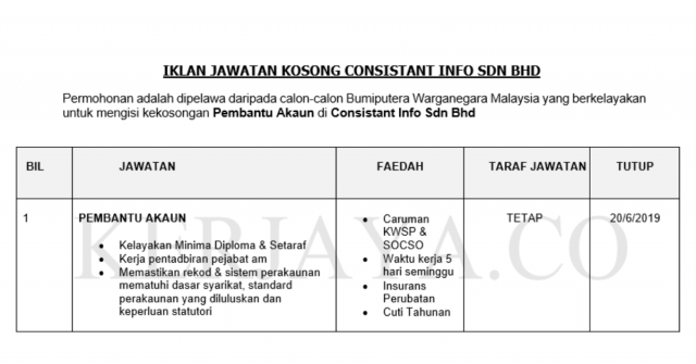 Consistant Info ~ Pembantu Akaun
